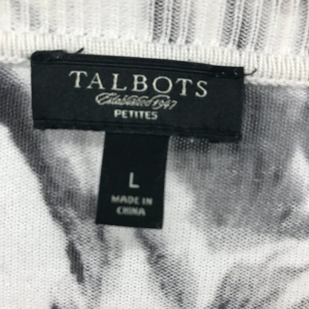 Talbots black & white lightweight sweater cardigan button up size Lp - Picture 2 of 3